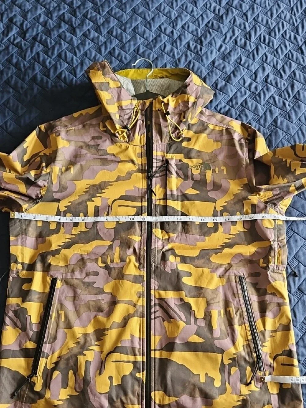 The North Face Yellow & Green, Brown Camo Hooded Windbreaker